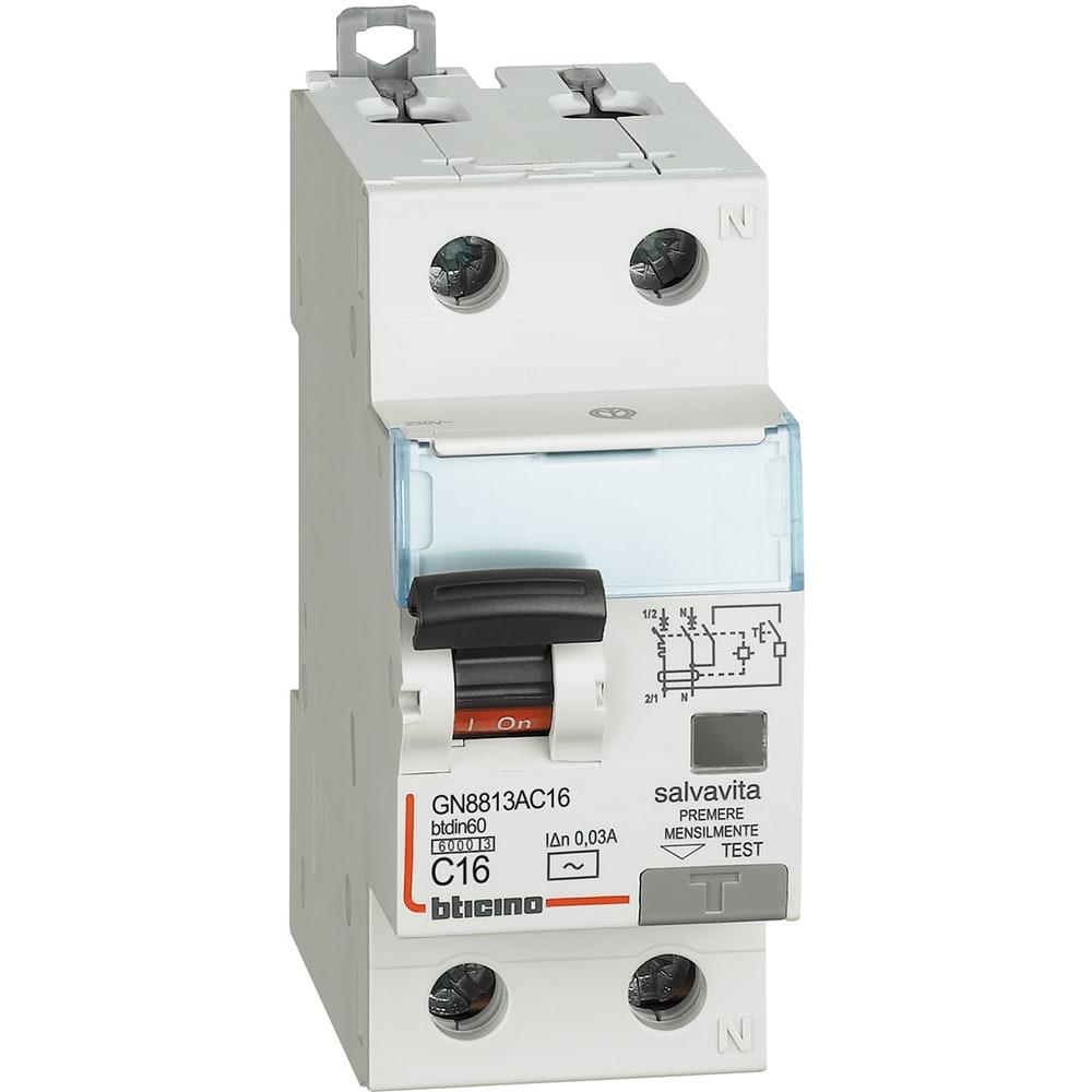 BTICINO BTIGN8813AC16 BTDIN60 - MAGN DIFF AC 1P+N 16A 6KA 30MA