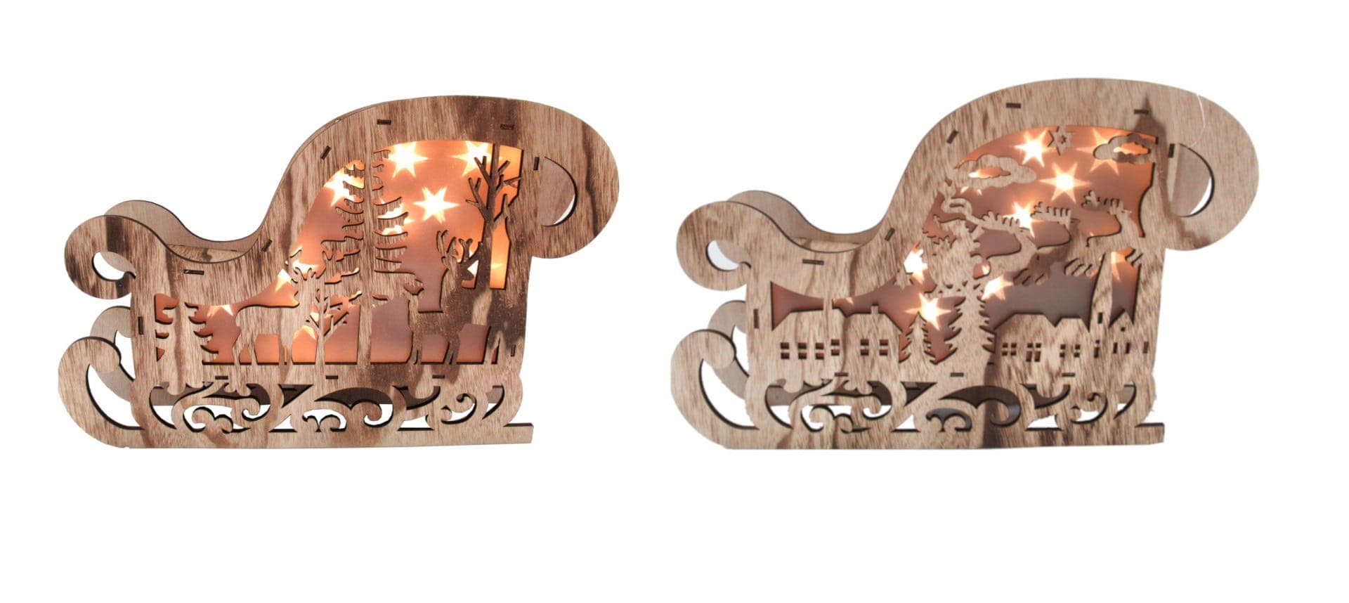 GIOCOPLAST NATALE SP GCP31618072 SLITTA WOOD-CHARM C/LED A BATT 30X43X7CM