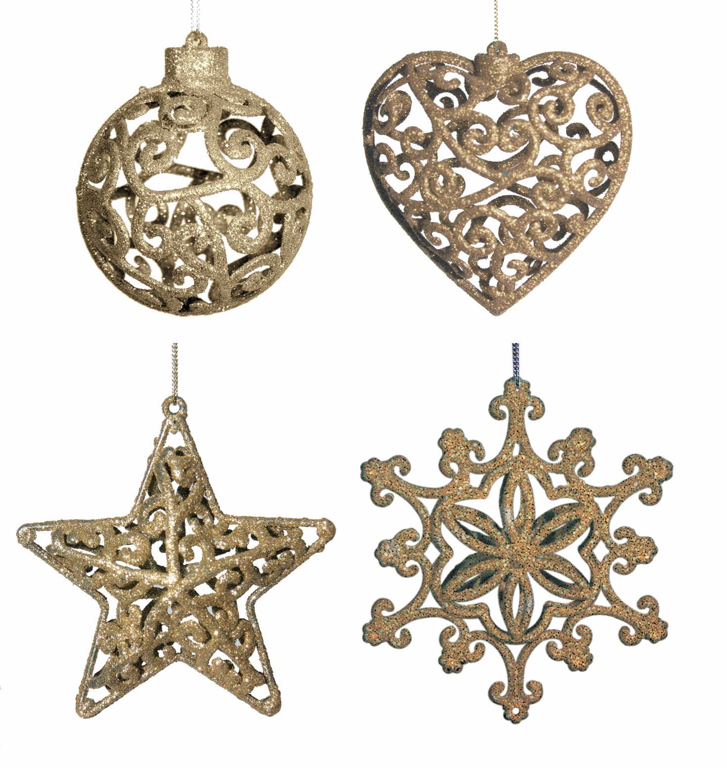 GIOCOPLAST NATALE SP GCP33020451 ADDOBBI GLITTER ORO 3D CM.10-12, ASS.