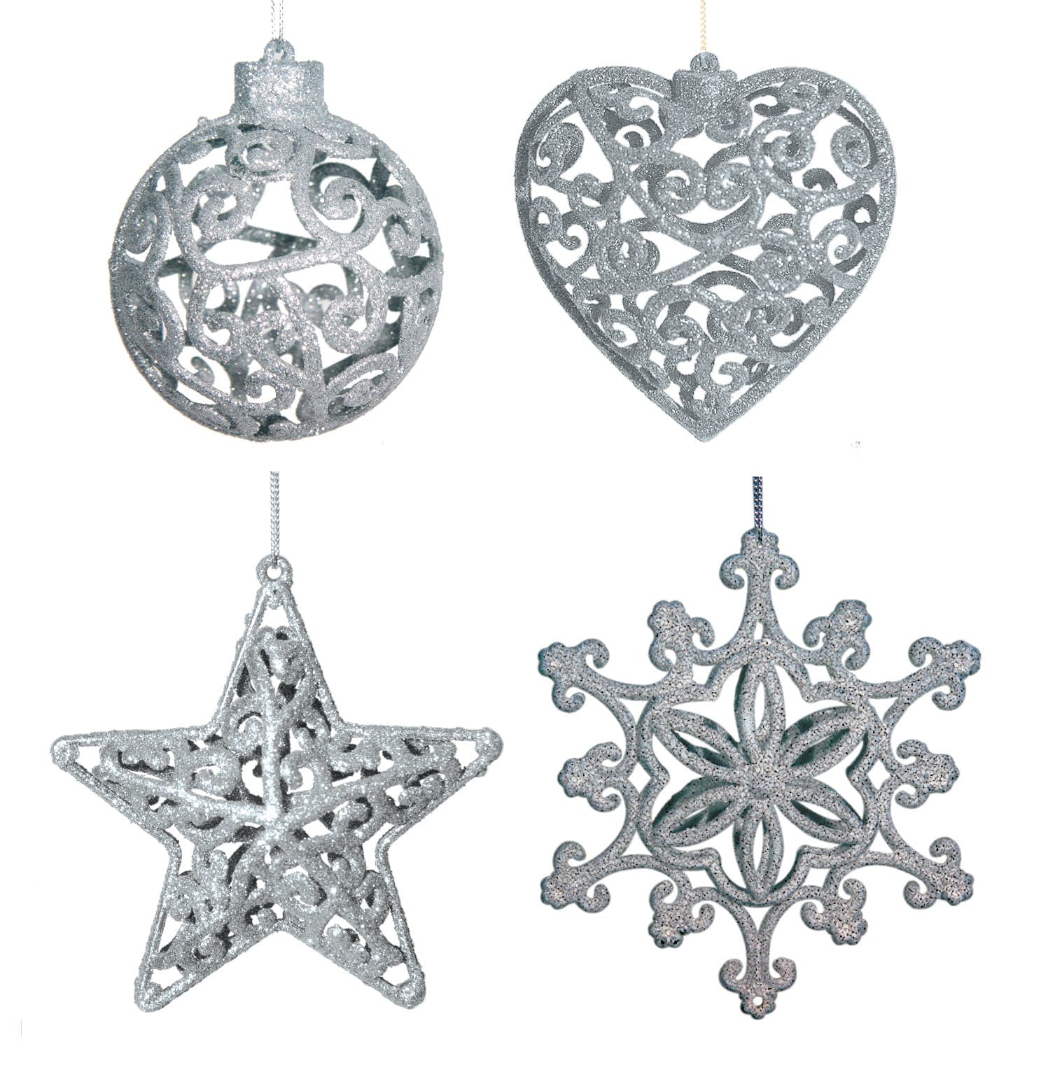 GIOCOPLAST NATALE SP GCP33020453 ADDOBBI GLITTER ARGENTO 3D CM.10-12, ASS