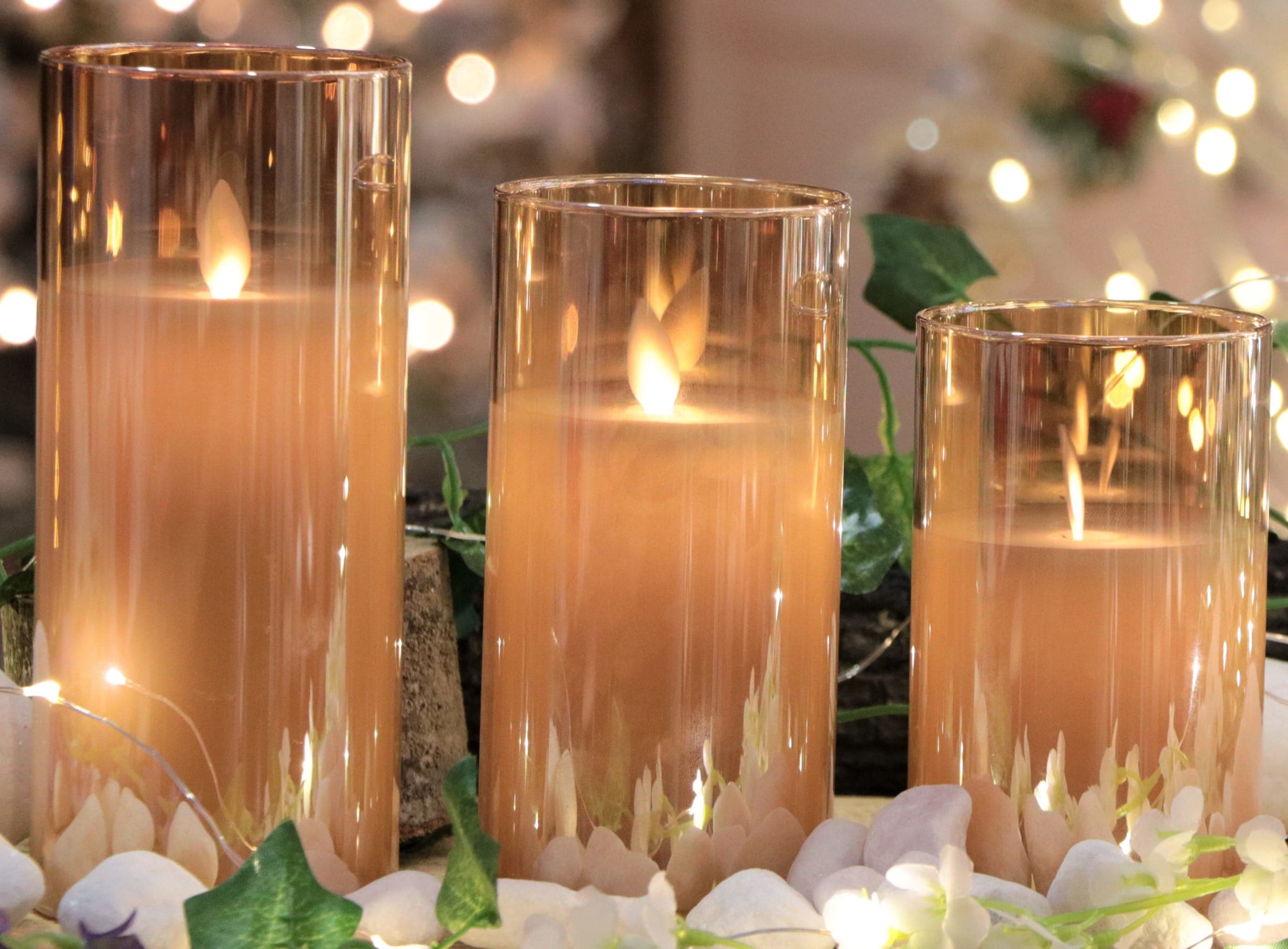 GIOCOPLAST NATALE SP GCP62020022 SET 3 CANDELE LED IN CIL VETRO AMBRA CTE