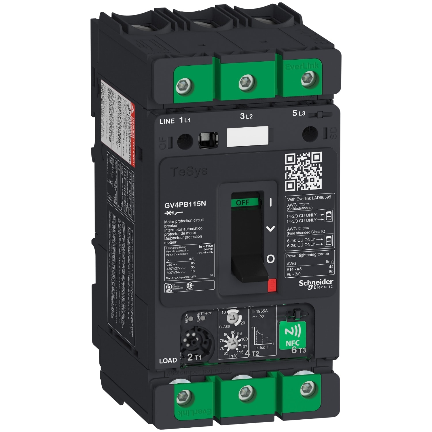 SCHNEIDER ELECTRIC SNRGV4PB115N TESYS GV UL489 65-115A 35KA 480Y