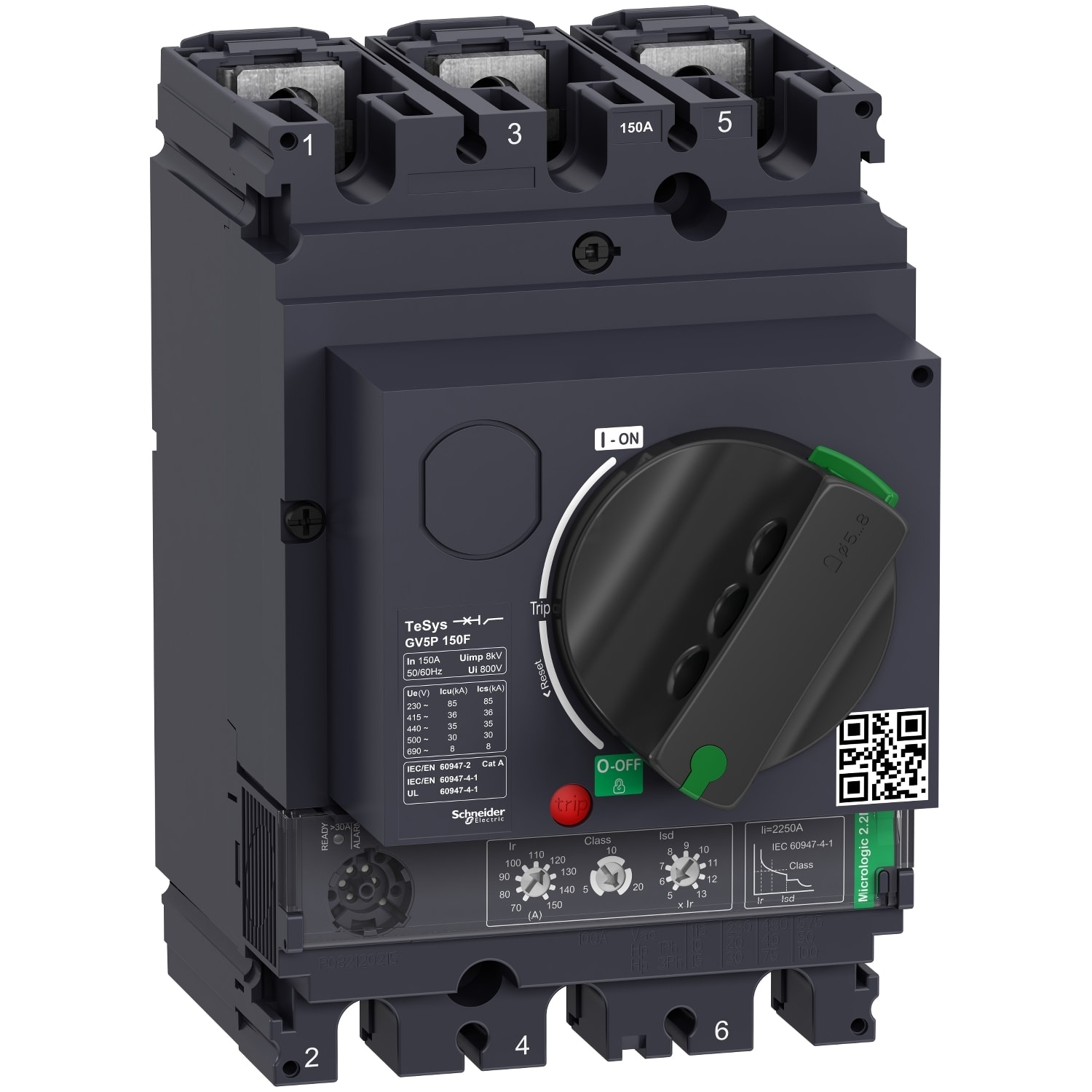 SCHNEIDER ELECTRIC - SNRGV5P150F Interruttore automatico TeSys GV5 magnetotermico con manovra rotativa 70-150A Icu 36kA