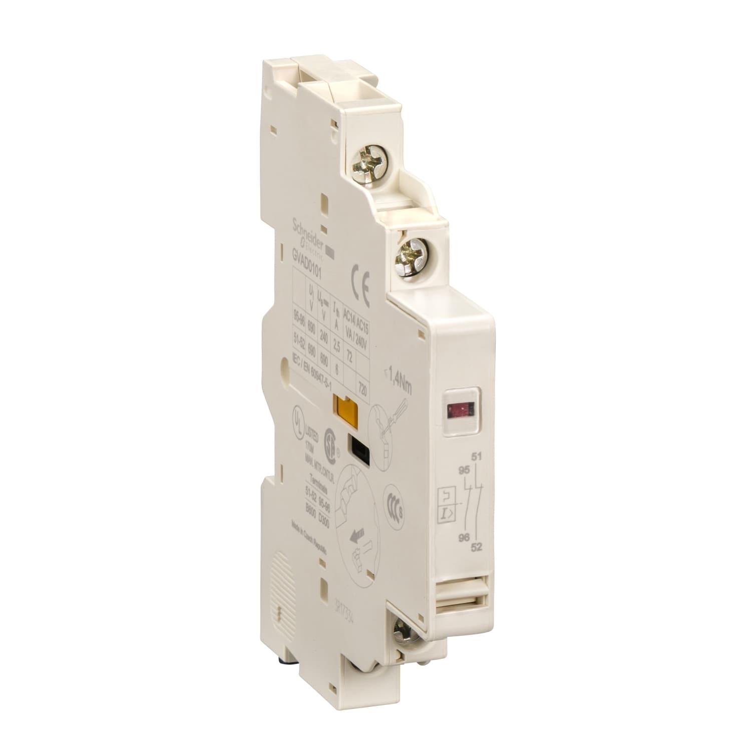 SCHNEIDER ELECTRIC - SNRGVAD0101 Contatti 1NC guasto 1NC ausiliari istant. TeSys GV - viti serrafilo - lat. sx