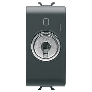 GEWISS - GEWGW12145 PULSANTE BIPOLARE 250V ac - NA 10A - CON CHIAVE - 1 MODULO - NERO SATINATO - CHORUSMART