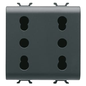 GEWISS - GEWGW12208 PRESA DOPPIA STANDARD ITALIANO 250V ac - 2X2P+T 16A BIVALENTE - P11-P17 - 2 MODULI - NERO SATINATO - CHORUSMART