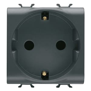 GEWISS - GEWGW12241 PRESA STANDARD TEDESCO 250V ac - 2P+T 16A - 2 MODULI - NERO SATINATO - CHORUSMART