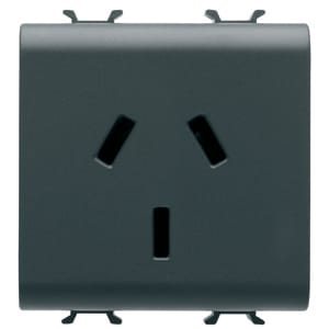GEWISS - GEWGW12301 PRESA STANDARD ARGENTINO 250V ac - 2P+T 10A - 2 MODULI - NERO SATINATO - CHORUSMART