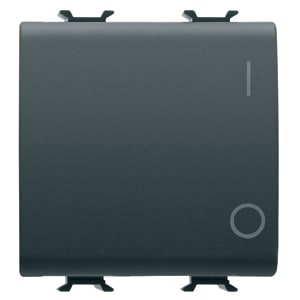 GEWISS - GEWGW12034 INTERRUTTORE BIPOLARE 250V ac - 16AX - NEUTRO - SIMBOLO 0/1 - 2 MODULI - NERO SATINATO - CHORUSMART