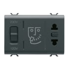 GEWISS - GEWGW12331 PRESA PER RASOIO STANDARD EUROAMERICANO CON TRASFORMATORE DI ISOLAMENTO - 230V ac - 50/60 Hz - 3 MODULI - NERO SATINATO - CHORUSMART