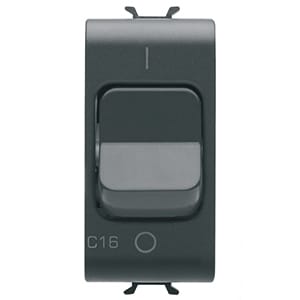 GEWISS - GEWGW12468 INTERRUTTORE AUTOMATICO MAGNETOTERMICO - CURVA C - 1P+N 16A 230Vac - 1 MODULO - NERO SATINATO - CHORUSMART