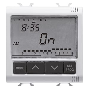GEWISS - GEWGW10581 PROGRAMMATORE ELETTRONICO GIORNALIERO / SETTIMANALE 1 CANALE - 230V ac 50/60Hz - 2 MODULI - BIANCO LUCIDO - CHORUSMART