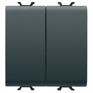 GEWISS - GEWGW12159F DEVIATORE+PULSANTE - 250V ac - MORSETTI CABLAGGIO RAPIDO - UNIPOLARE 16AX / UNIPOLARE NA 16A - TASTO NEUTRO - 2 MODULI - NERO SATINATO - CHORUSMART