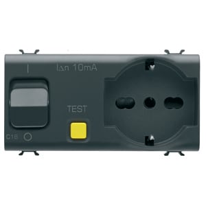 GEWISS - GEWGW12322 PRESA INTERBLOCCATA - 2P+T 16A - P40 - CON INTERRUTTORE MAGNETOTERMICO DIFFERENZIALE 1P+N 16A - 230V ac - 4 MODULI - NERO SATINATO - CHORUSMART