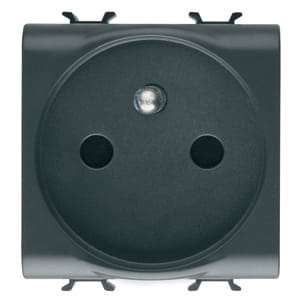 GEWISS - GEWGW12247F PRESA STANDARD FRANCESE 250V ac - MORSETTI CABLAGGIO RAPIDO - 2P+T 16A - 2 MODULI - NERO SATINATO - CHORUSMART