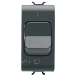 GEWISS - GEWGW12467 INTERRUTTORE AUTOMATICO MAGNETOTERMICO - CURVA C - 1P+N 10A 230Vac - 1 MODULO - NERO SATINATO - CHORUSMART
