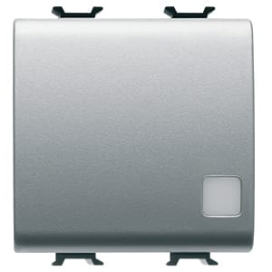 GEWISS - GEWGW14173 PULSANTE UNIPOLARE 250V ac - NA 16A ILLUMINABILE - CON LENTE NEUTRA SOSTITUIBILE - 2 MODULI - TITANIO - CHORUSMART