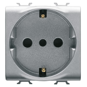 GEWISS - GEWGW14205 PRESA STANDARD ITALIANO/TEDESCO 250V ac - 2P+T 16A - P30 - 2 MODULI - TITANIO - CHORUSMART
