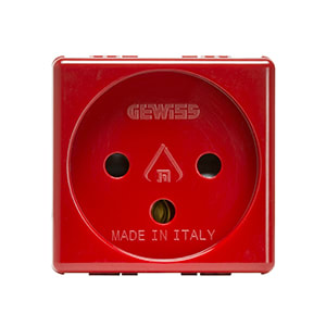 GEWISS - GEWGW20298 PRESA STANDARD ISRAELIANO 250V ac - PER LINEE DEDICATE - 2P+T 16A - 2 MODULI - ROSSO - SYSTEM