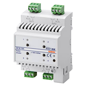 GEWISS - GEWGW90740A ATTUATORE ON/OFF - 4 CANALI - 16AX - KNX - IP20 - 4 MODULI DIN