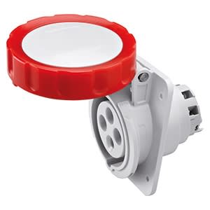 GEWISS - GEWGW62243H PRESA FISSA DA INCASSO A 10° HP - IP66/IP67 - 3P+N+T 32A 380-415V 50/60HZ - ROSSO - 6H - CABLAGGIO A VITE
