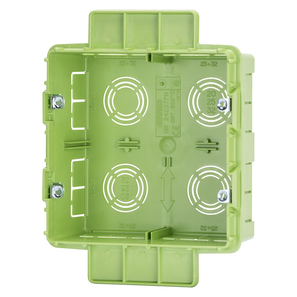 GEWISS - GEWGW24237PM SCATOLA AD ALTA CAPIENZA PER SERIE CIVILI MODULARI - GREEN WALL - PER PARETI LEGGERE - HALOGEN FREE - 8 POSTI (4+4) - 131X129X53