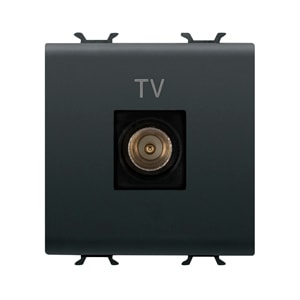 GEWISS - GEWGW12367 PRESA COASSIALE TV SCHERMATURA CLASSE A - CONNETTORE IEC MASCHIO 9,5mm - DIRETTA - 2 MODULI - NERO SATINATO - CHORUSMART