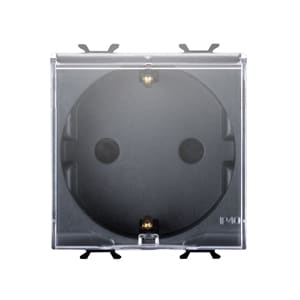 GEWISS - GEWGW12242 PRESA STANDARD TEDESCO 250V ac - 2P+T 16A - 2 MODULI - CON COPERCHIO - NERO SATINATO - CHORUSMART