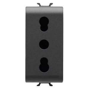 GEWISS - GEWGW12203 PRESA STANDARD ITALIANO 250V ac - 2P+T 16A BIVALENTE - P11-P17 - 1 MODULO - NERO SATINATO - CHORUSMART