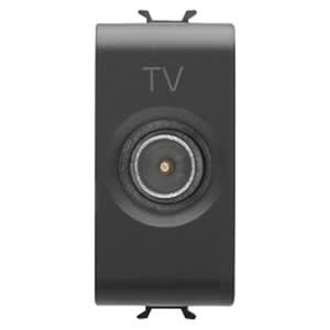 GEWISS - GEWGW12362 PRESA COASSIALE TV SCHERMATURA CLASSE A - CONNETTORE IEC MASCHIO 9,5mm - PASSANTE 5 dB - 1 MODULO - NERO SATINATO - CHORUSMART