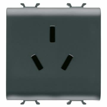 GEWISS - GEWGW12391 PRESA STDANDAD CINESE - 250 V ac - 2P+T 10 A - 2 MODULI - NERO SATINATO - CHORUSMART