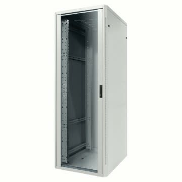 GEWISS - GEWGW38451 ARMADIO DA PAVIMENTO 19"- METALLO - PORTA TRASPARENTE - 2 MONTANTI - 24U - 600X1185X600 - GRIGIO RAL 7035