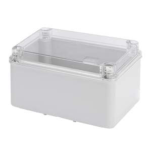 GEWISS - GEWGW44139 CASSETTA DI DERIVAZIONE CON FONDO AD ALTA CAPIENZA E COPERCHIO TRASPARENTE BASSO A VITE - IP56 - DIMENSIONI INTERNE 300X220X170 - PARETI LISCE-GRIGIO