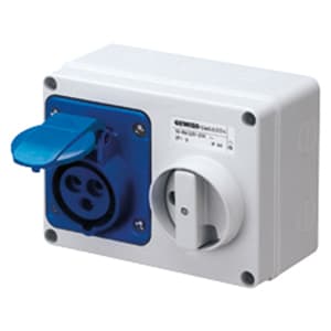 GEWISS - GEWGW66005 PRESA FISSA INTERBLOCCATA ORIZZONTALE - CON FONDO - SENZA BASE PORTAFUSIBILI - 3P+T 16A 200-250V - 50/60HZ 9H - IP44