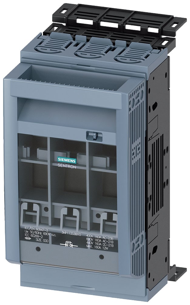 SIEMENS - SIE3NP11331BB10 SENTRON, Sezionatore sottocarico a fusibili 3NP1, a 3 poli, NH00, 160 A