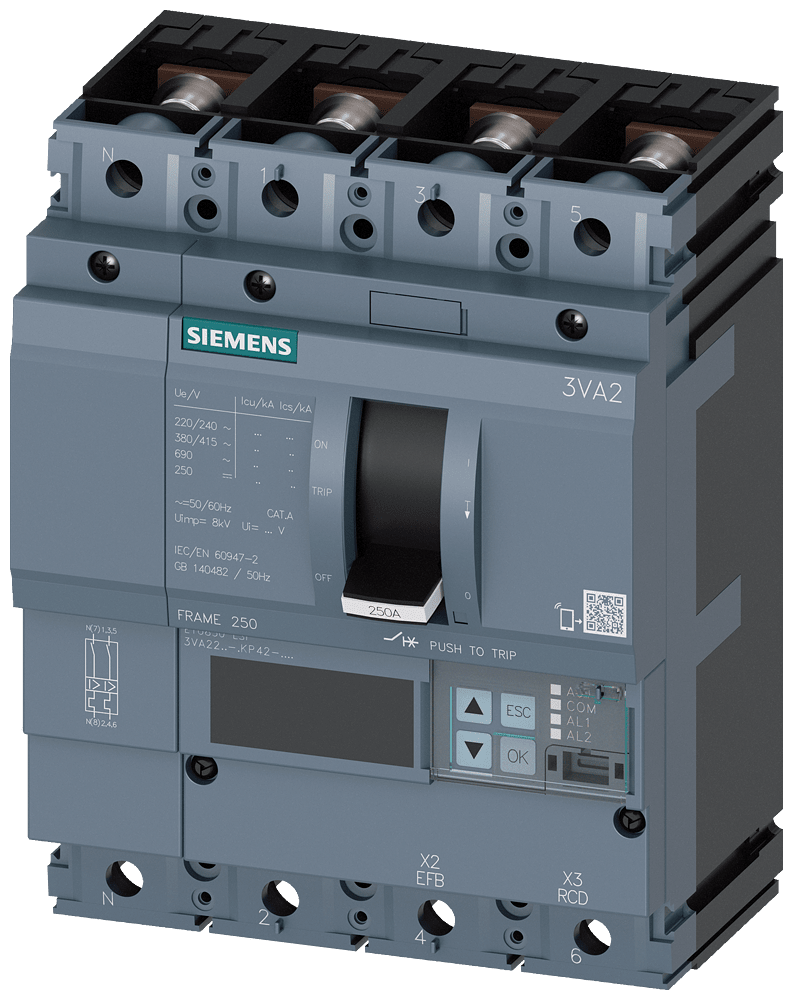 SIEMENS - SIE3VA22166KP420AA0 INT.AUT.3VA 160A 4P 85KA ETU8 LSI L/T