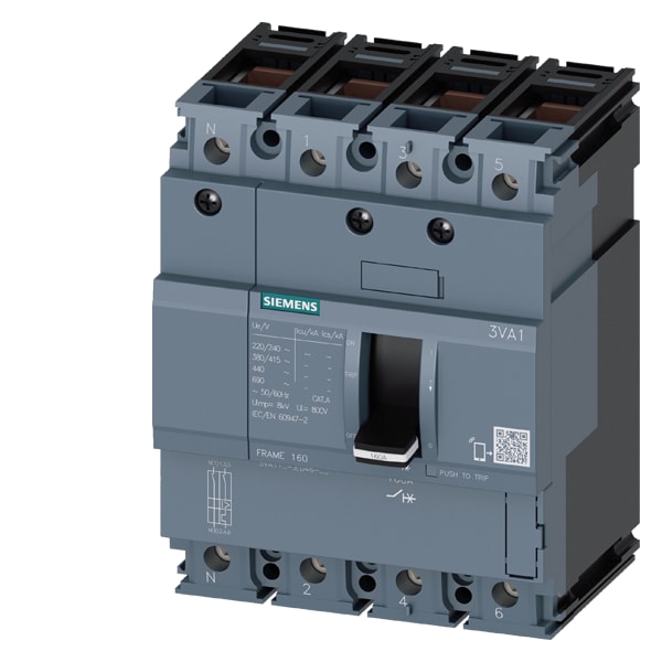 SIEMENS SIE3VA11165ED460AA0 INT.AUT.3VA 160A 4P 55KA TM FTFM B/T