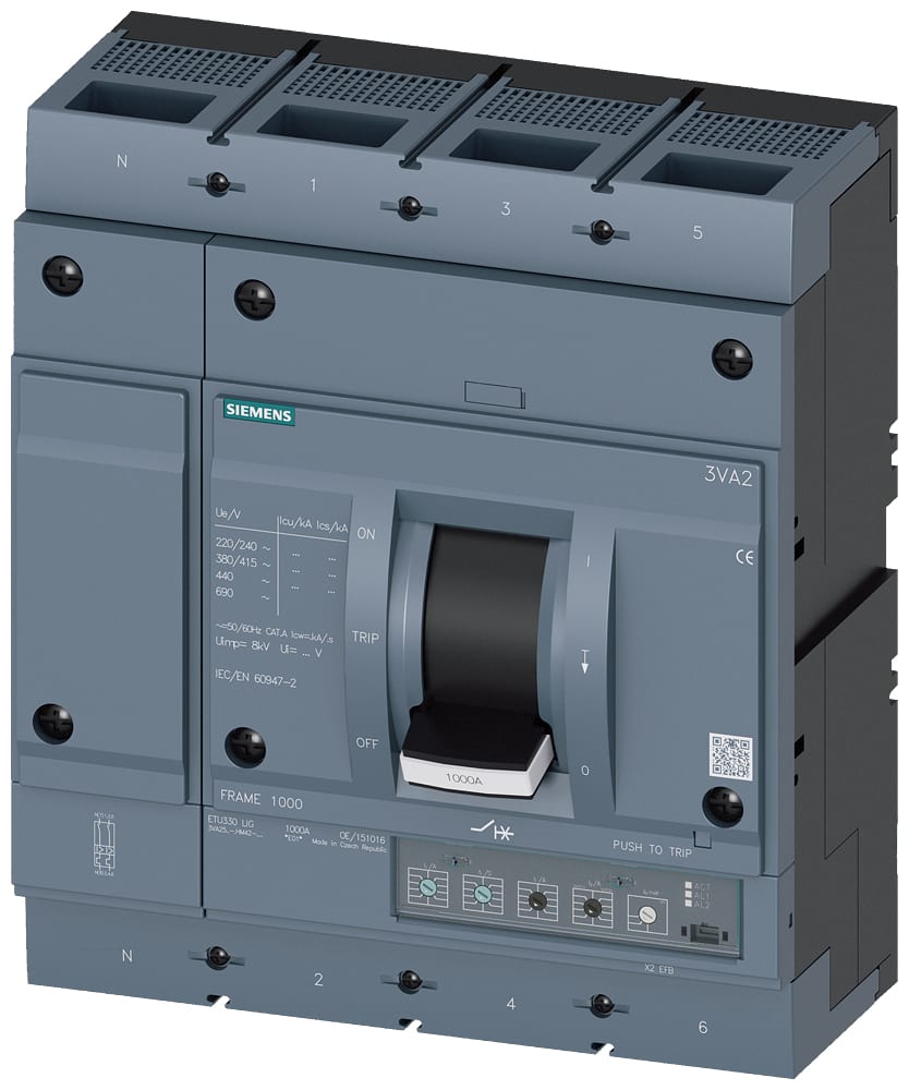 SIEMENS - SIE3VA25105HM420AA0 INT.AUT.3VA 1000A 4P 55KA ETU3 LIG L/T