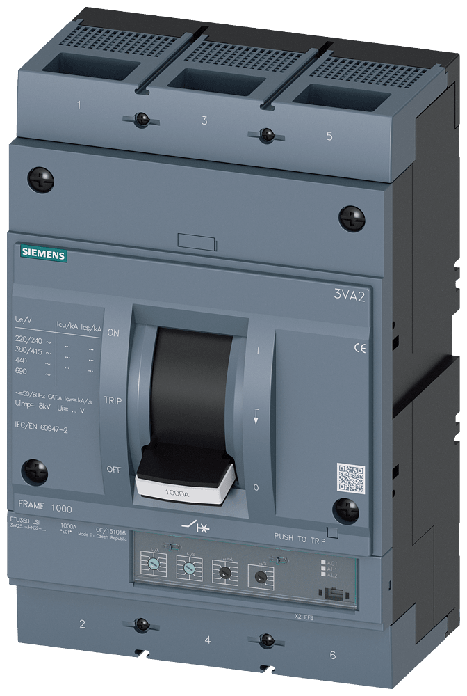 SIEMENS SIE3VA25807HN320AA0 INT.AUT.3VA 800A 3P 110KA ETU3 LSI L/T