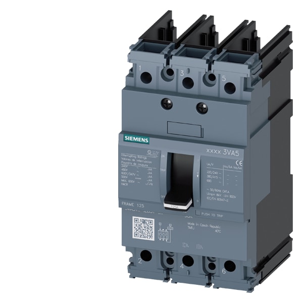 SIEMENS SIE3VA51116ED310AA0 MCCB UL BG125 110A 3P 65KA TM FTFM