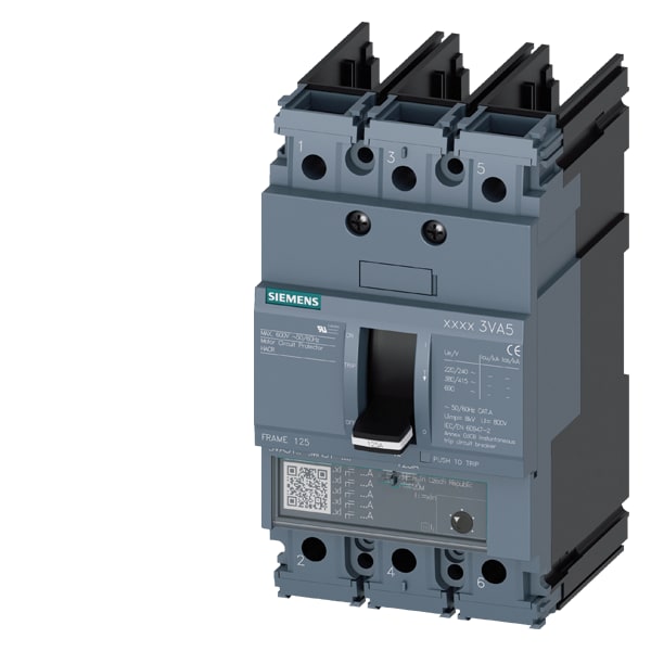 SIEMENS SIE3VA51951MU310AA0 MCCB UL BG125 15A 3P TM AM