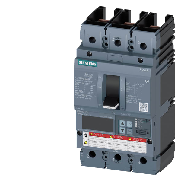 SIEMENS SIE3VA62256KP312AA0 MCCB UL BG250 250A 3P 65KA ETU8 LSI 100%