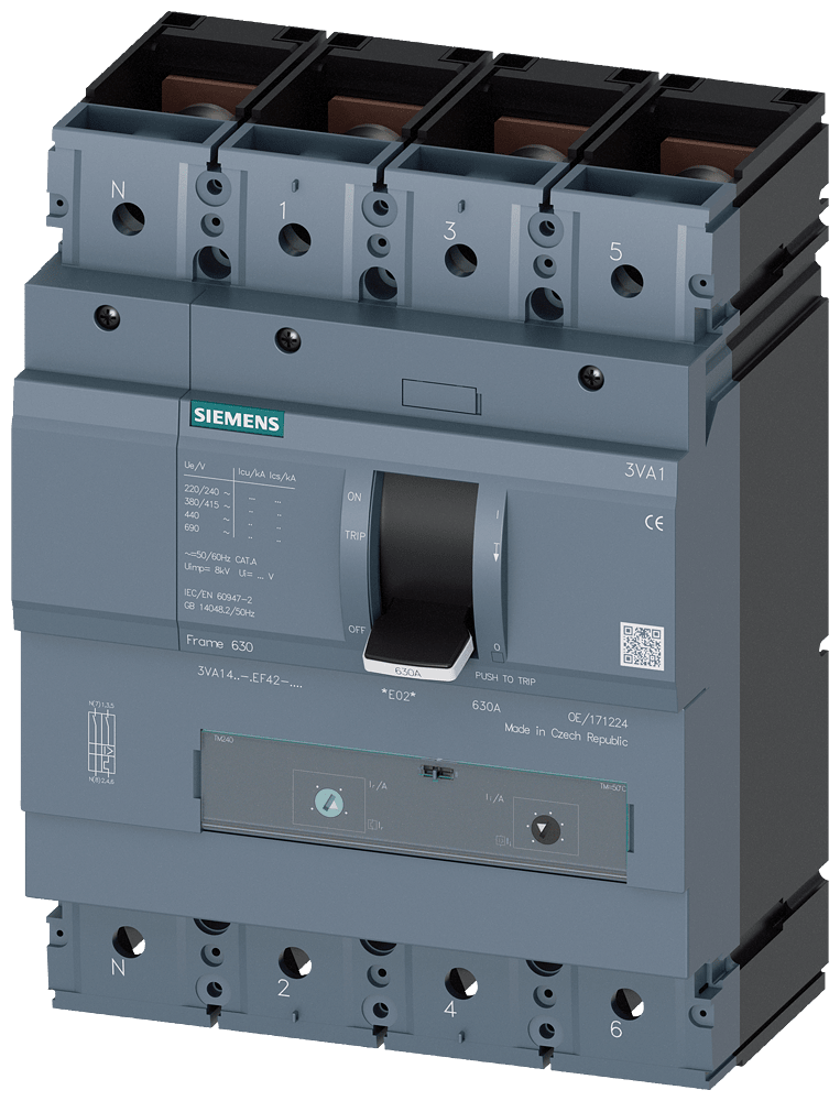 SIEMENS SIE3VA14636EF420AA0 INT.AUT.3VA 630A 4P 70KA TM ATAM L/T