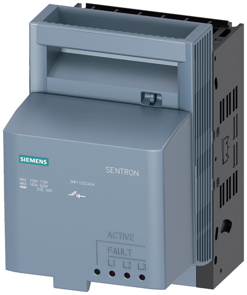 SIEMENS - SIE3NP11231CA24 SENTRON, Sezionatore sottocarico a fusibili 3NP1, a 3 poli, NH000, 160 A