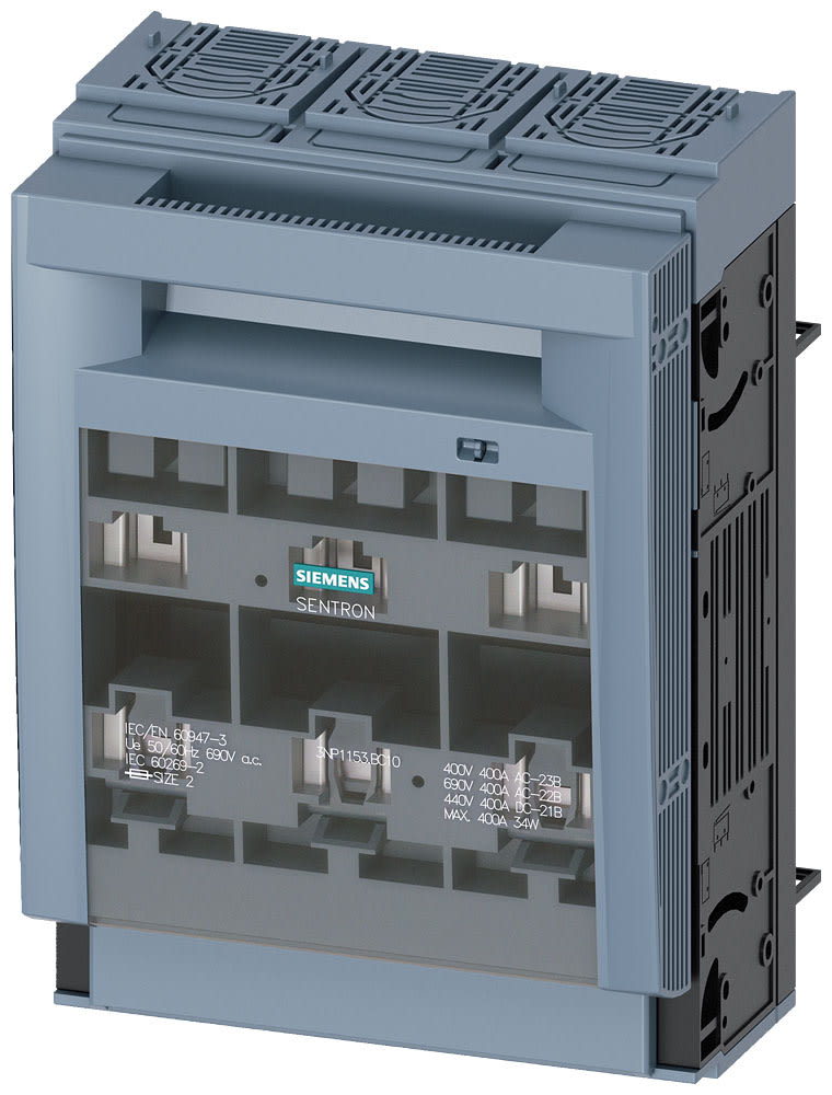 SIEMENS - SIE3NP11531BC10 SENTRON, Sezionatore sottocarico a fusibili 3NP1, a 3 poli, NH2, 400 A