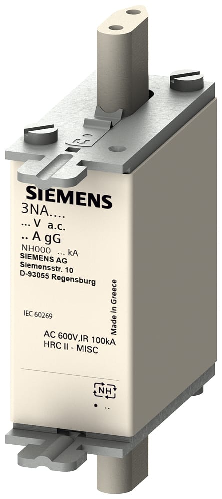 SIEMENS - SIE3NA38016 Cartuccia fusibile NH, NH000, In: 6 A, gG, Un AC: 690 V, Un DC: 250 V