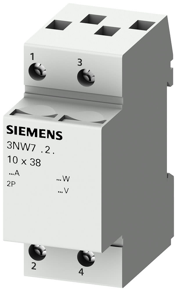 SIEMENS - SIE3NW7024 SENTRON, portafusibili per fusibili cilindrici, 10 x 38 mm, a 2 poli, In: 32 A, Un AC: 690 V