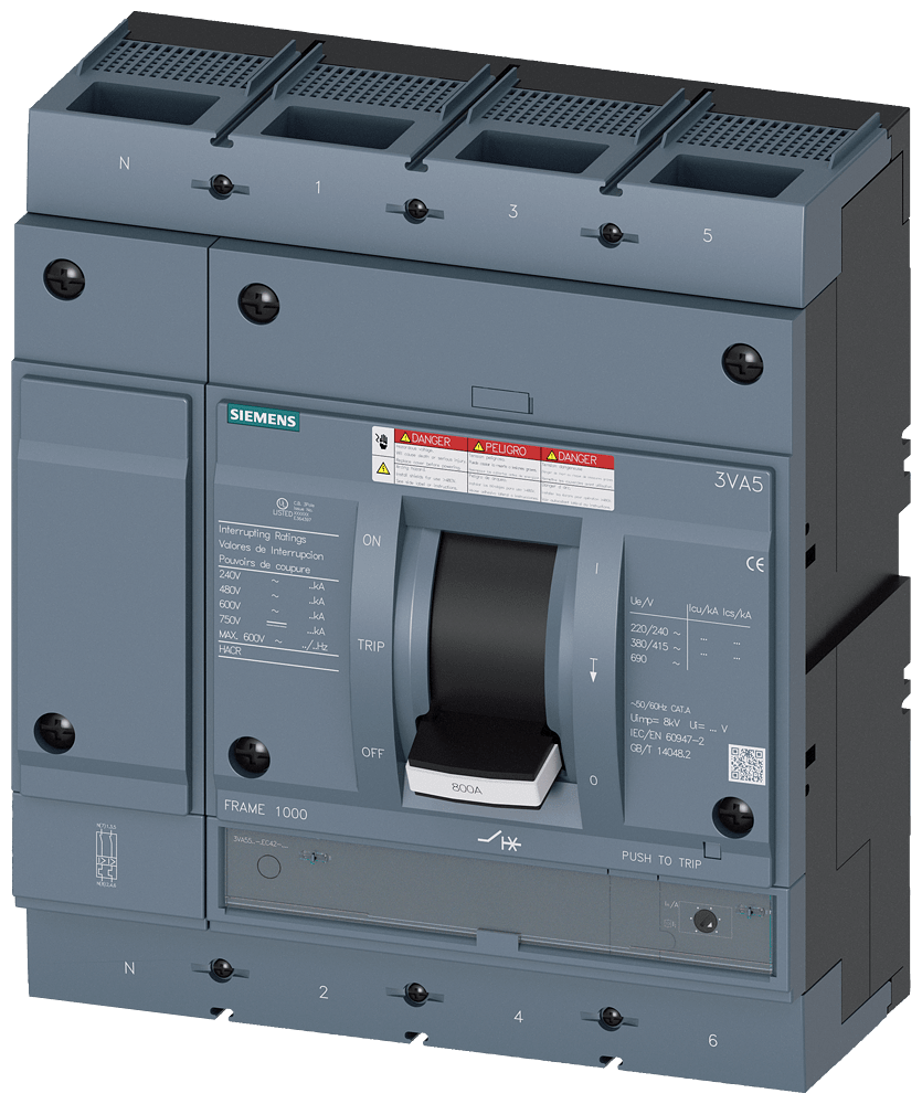 SIEMENS SIE3VA55706GC422AA0 MCCB UL FS800 700A 4P 65KA TM FTAM