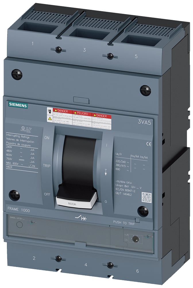 SIEMENS - SIE3VA55805EC320AA0 Interruttore automatico 3VA5 UL Frame 800 classe del potere di interruzione M 35 kA con 480V a 3 poli