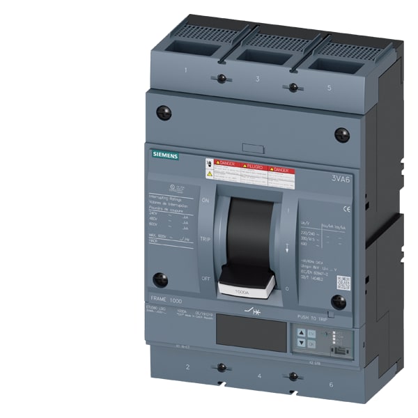 SIEMENS SIE3VA66106JQ320AA0 MCCB UL FS1000 1000A 3P 65KA ETU5 LSIG